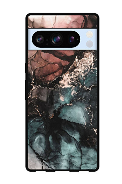 Theodor جراب واقٍ مضاد للخدش والصدمات لهاتف Google Pixel 8 Pro بلون رخامي ملون