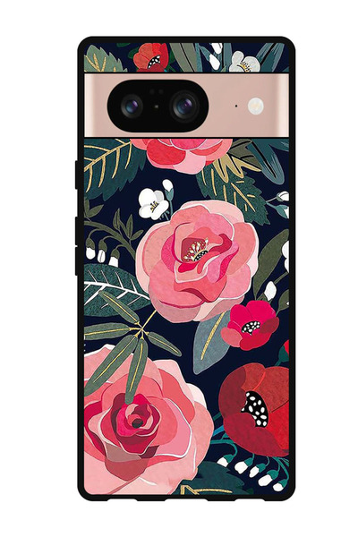 Theodor جراب واقٍ مضاد للخدش والصدمات لهاتف Google Pixel 8، زهور وأوراق