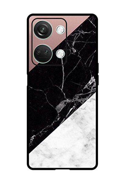 Theodor جراب واقٍ لهاتف OnePlus Nord 3، لون أبيض وأسود، سطح رخامي سادة