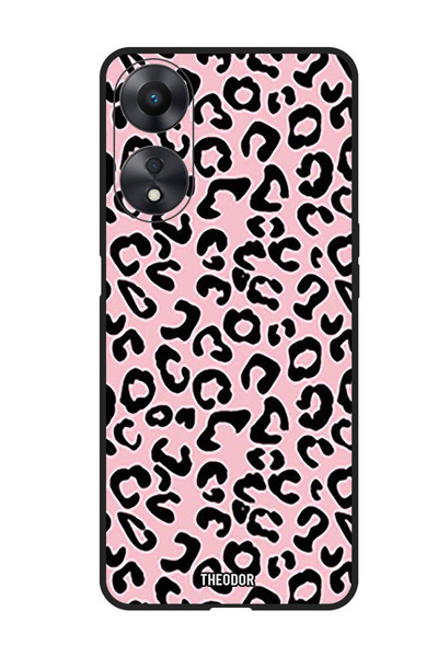 Theodor جراب واقٍ مضاد للخدش والصدمات لهاتف Oppo A98، مصنوع من جلد الفهد الوردي