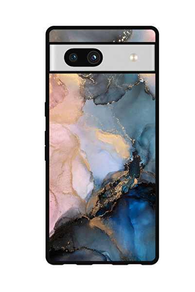 Theodor جراب واقٍ مضاد للخدش والصدمات لهاتف Google Pixel 7a بلون رخامي ملون (2)