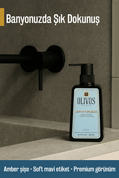 Olivos Doğal Zeytinyağlı Hamam Kokulu Sıvı Sabun Zeytinyağı El Sabunu Yoğun Nemlendirici 3 ADET 500 Ml