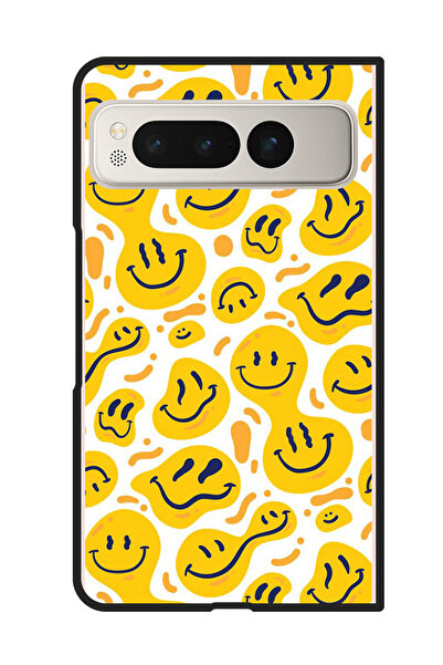 Theodor غطاء حماية مضاد للخدش والصدمات لهاتف جوجل بيكسل فولد، ابتسامات صفراء