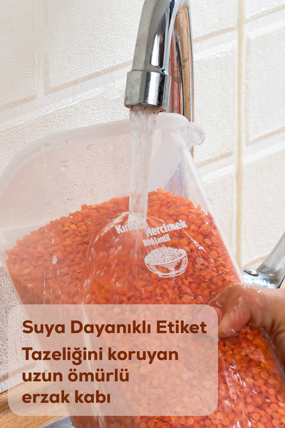 Porsima 1174 12'li Etiketli Renkli Kapaklı Gıda Kavanoz Saklama Kabı Seti Erzak Kabı Organizer Siyah-Beyaz