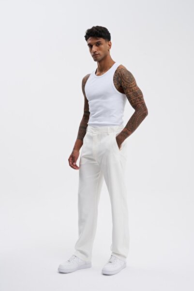 Machinist Ανδρικό φαρδύ λευκό τζιν oversize