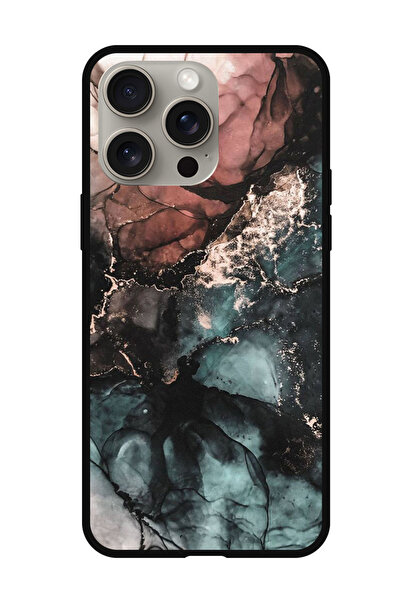 Theodor جراب واقٍ مضاد للخدش والصدمات لهاتف iPhone 15 Pro Max بلون رخامي ملون