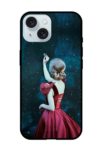 Theodor غطاء حماية مضاد للخدش والصدمات لهاتف iPhone 15 بتصميم فتاة تلمس النجمة