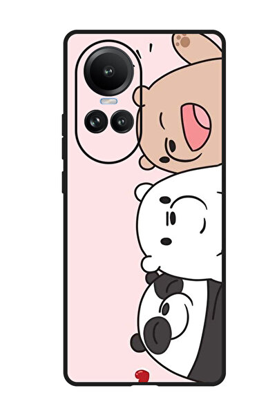 Theodor جراب واقٍ مضاد للخدش والصدمات لهاتف Oppo Reno 10/10 Pro Three Friends Panda