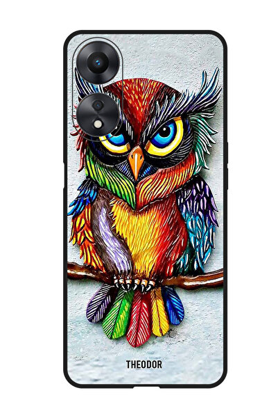 Theodor جراب واقٍ مضاد للخدش والصدمات لهاتف Oppo A98 بتصميم بومة ملونة