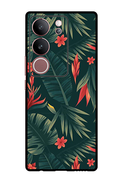 Theodor جراب واقٍ مضاد للخدش والصدمات لهاتف Vivo V29 - V29 Pro، أوراق خضراء