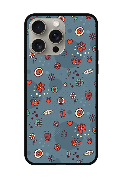 Theodor غطاء حماية مضاد للخدش والصدمات لهاتف iPhone 15 Pro بأوراق وأزهار