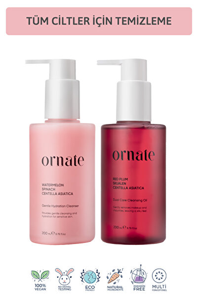 ORNATE Tüm Ciltler için Makyaj Temizleyici ve Nemlendirici Cilt Bakım Seti