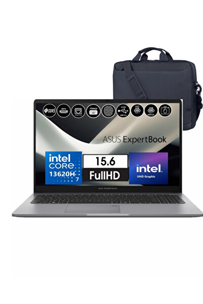 ASUS Expertbook Intel Core I7-13620H 32GB Ddr5 512GB SSD Wın 11 Pro 15.6 Fhd Intel UHD +NOTEBOOK ÇANTASI