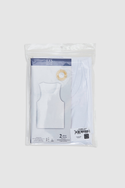 D'S Damat Twn White Standard Fit Priedušné 100% bavlnené 2-dielne tielko absorbujúce pot