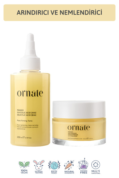 ORNATE Yağlı ve Karma Ciltler için Gözenek ve Karşıtı, Nemlendirici AHA BHA, ...