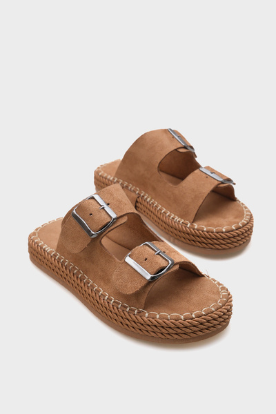 Capone Outfitters Γυναικεία σανδάλια φορτηγού διπλό ριγέ