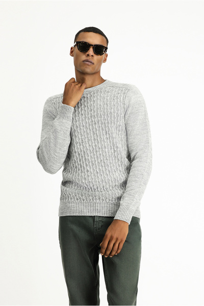 Kiğılı Crew Neck Regular Fit Seamless Patterned Knitwear Sweater
