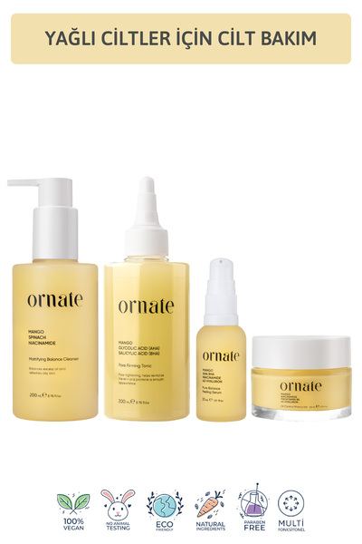 ORNATE Akne, ve Leke Karşıtı, Gözenek Sıkılaştırıcı Yağlı ve Karma Ciltler iç...