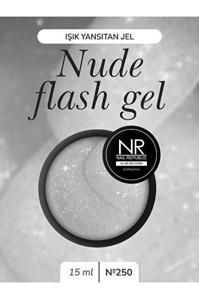 Nail Republic Kalıcı Simli Tırnak Jeli Gri Nude Flash Gel 250 – Gümüş Işıltılı Nude Jel, 15 ml