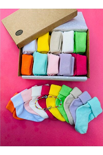 Akface 10 Colors Boxed Non-Squeeze Ankle Cotton Baby Girl Socks 0-2 Years