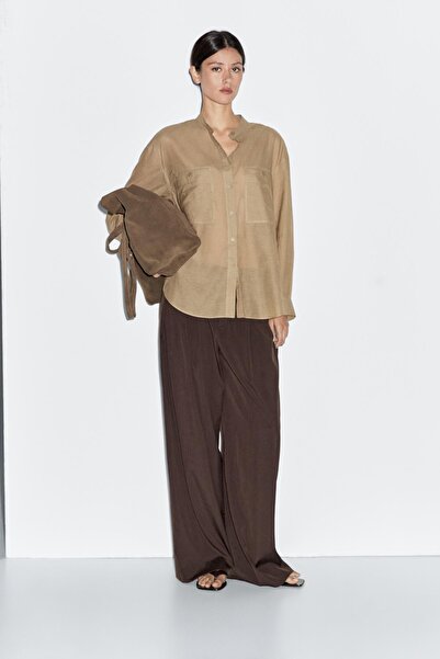 Massimo Dutti Hakim yaka uzun gömlek