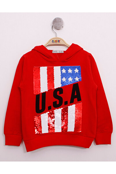 Toontoy Φούτερ για αγόρια με παγιέτες και κέντημα με σημαία των ΗΠΑ