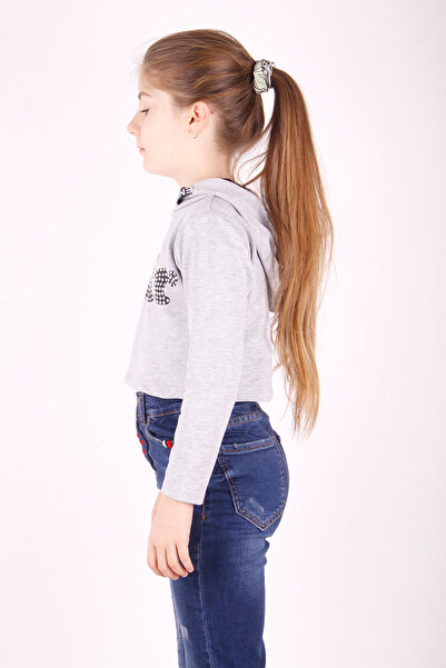 Toontoy Hanorac cu glugă brodat cu piatră pentru fetiță