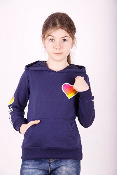 Toontoy Φούτερ για κορίτσια Like Kalp με τύπωμα με τσέπες καγκουρό