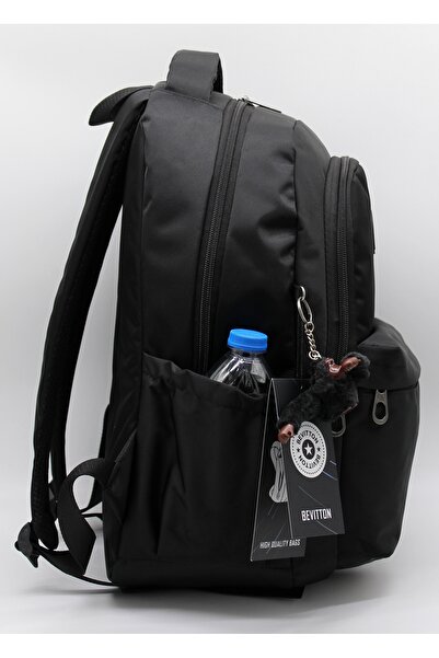 Bevitton Su Geçirmez Kumaş Okul Çantası Unisex Siyah Okul Sırt Çantası 2200 Siyah