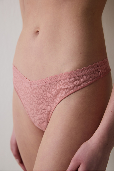 Penti Easy Lace V Shape Pink Thong
