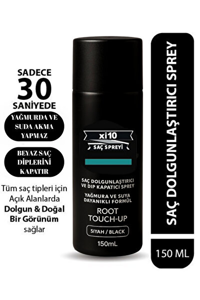 xi10 Saç Dolgunlaştırıcı Siyah(BLACK) Ve Dip Kapatıcı Topik Sprey 150 Ml.( Suya Dayanıklı )