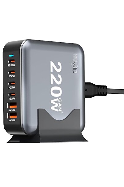 Unified Studios Statie de Incarcare 6 in 1, 220W GaN III, 4 USB-C si 2 USB-A ...