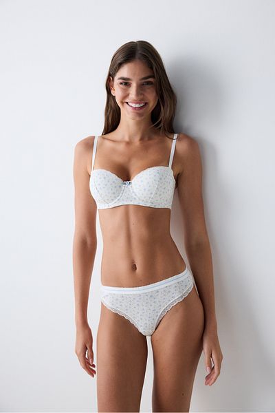 Penti Sutien alb cu imprimeu Bloom Pointel