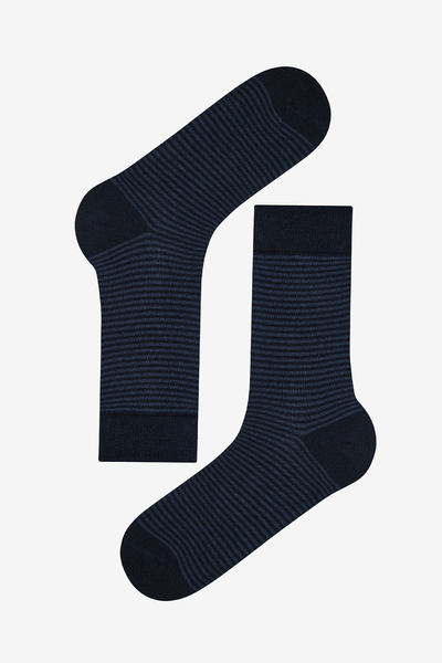 Penti Ανδρικές λεπτές ριγέ κάλτσες 5 τεμαχίων Navy Blue Socket