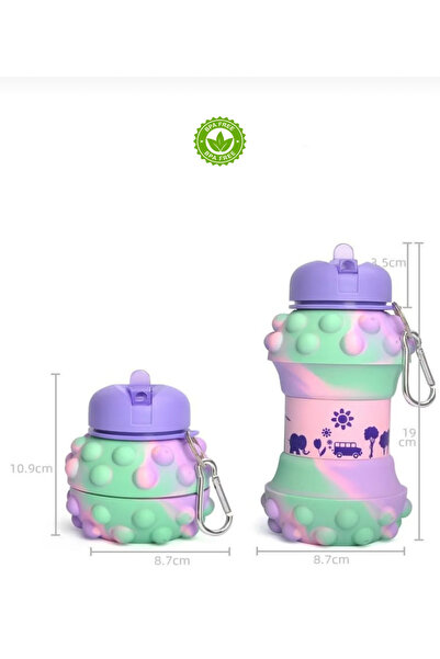 MİMOZA PARK %100 Silikon Açılır Kapanır Suluk Ve Matara Çocuk Yetişkin Sporcu Matarası 550 ml Pop-Up