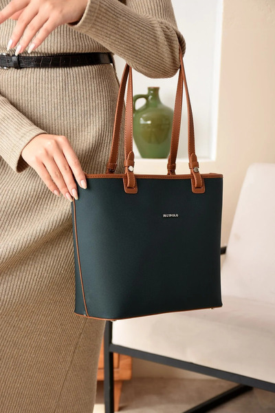 Just Polo Just&Polo Women's Green Tan Hand and Shoulder Bag-Bd6049