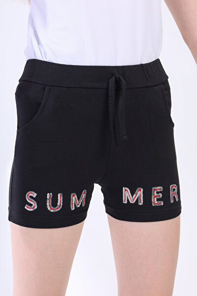 Toontoy Girl's Sequin Embroidered Pocket Shorts