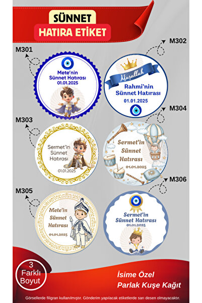 Craftino Kişiye Özel Yuvarlak Sünnet Hatıra Etiketi