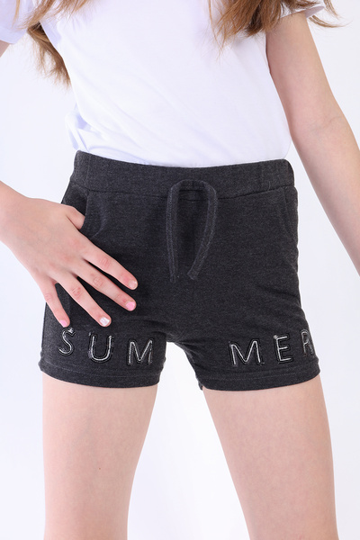 Toontoy Girl's Sequin Embroidered Pocket Shorts