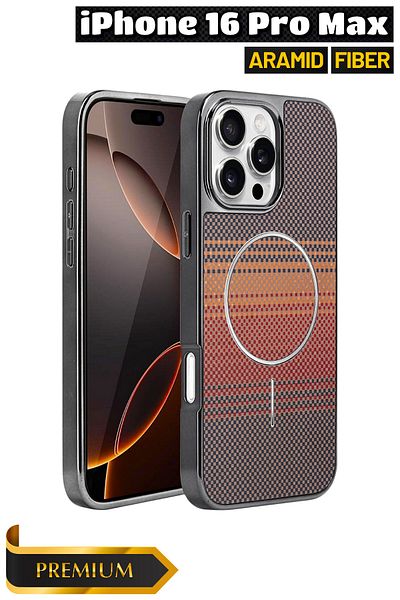 EWEC iPhone 16 Pro Max Compatible Magsafe Supported Aramid Fiber Premium Phone Case – Velvet Inner Surface