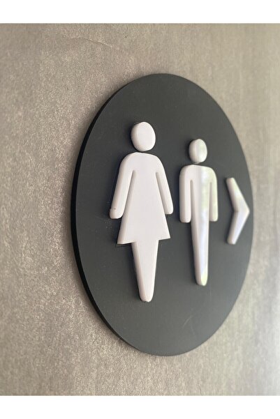 Yönline Kabartmalı Kadın Ve Erkek Ikonlu Wc Tabelası Pratik Bantlı Kendinden Yapışkanlı 15x7 cm