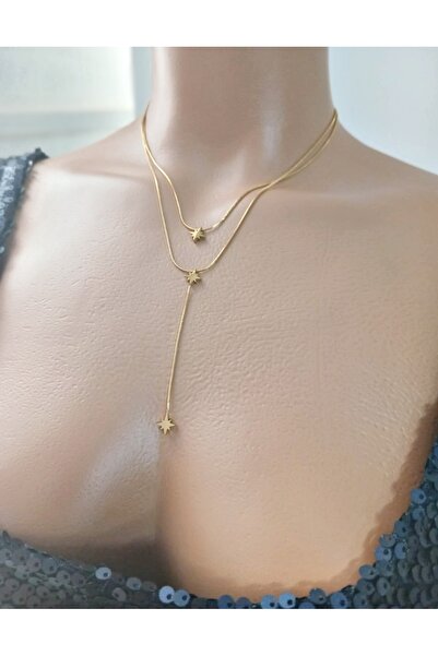 Butik Paslanmaz Çelik Steel Yıldız Zincirli Y Kolye