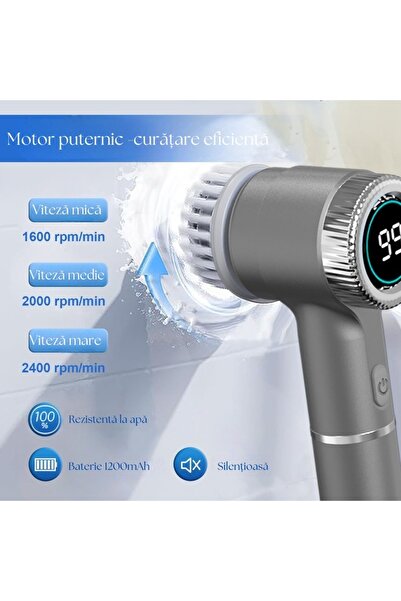 OEM Multifunctional 5-in-1 rotating electric toothbrush, LED display, 3 speeds, USB, water resistance, gray