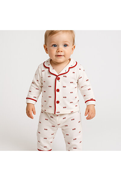 AKİ MODA KİDS Aki Moda Kids Baby Girl Love I Heart Family Printed Pajamas Set