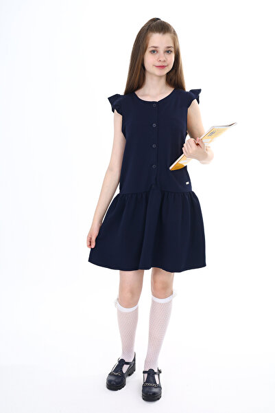 Toontoy Σχολικό φόρεμα για κορίτσια με μεταλλική λεπτομέρεια με κουμπιά