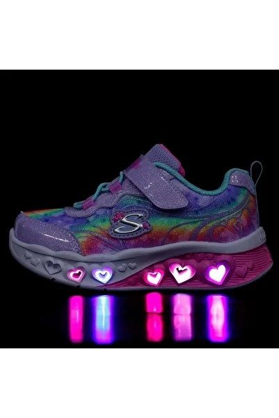 SKECHERS Flutter Heart Lights - Groovy Swirl 303253N Lighted Orthopedic Kids Sneakers Lila