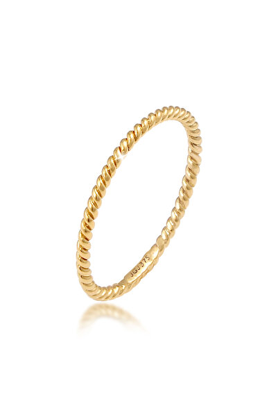 ELLI Ring Damen Twisted Basic Minimal Look in 375 Gelbgold