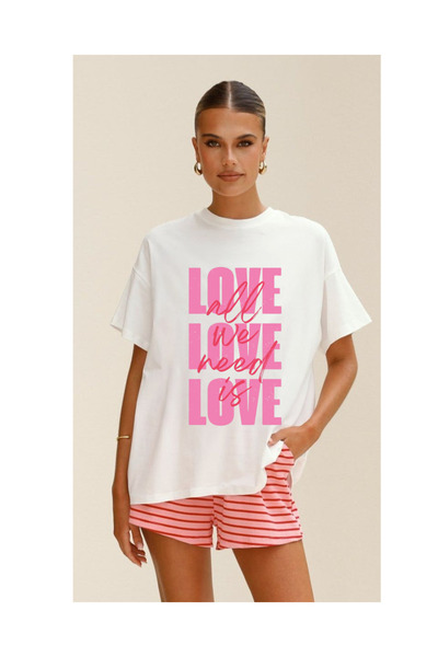 Tubinyoo All We Need Is Love Printed Oversize T-Shirt