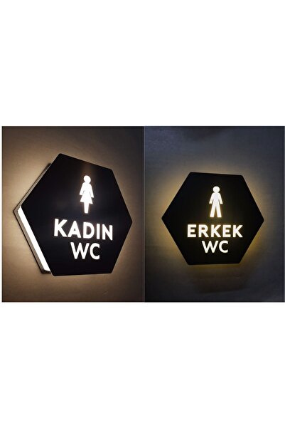 Yönline Honeycomb Serisi Işıklı Erkek Wc Ve Kadın Wc Yönlendirme Seti