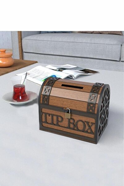 KUMİ Klitli Ahşap Tip Box Bahşiş Kutusu Ve Kumbara Sandık Tipi Tipbox Hediyelik Tipbox Kumbara Seç